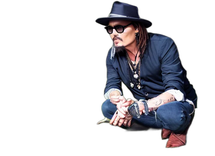 hat, photo, still, johnny, depp, touching, grass, sunny transparent PNG cut-out