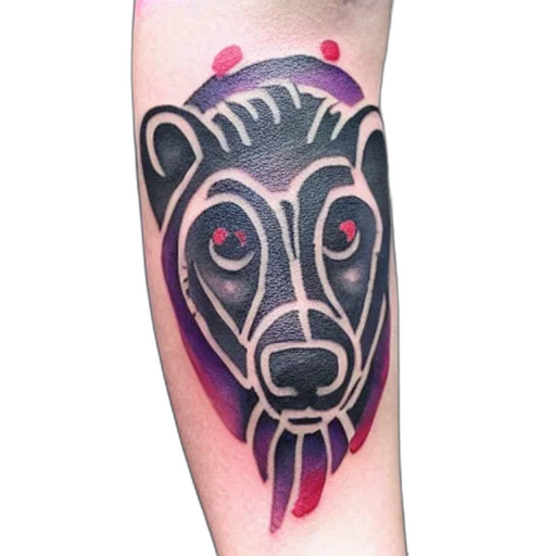 photorealistic, tattoo, style, man, bear, head, color, restoration transparent PNG cut-out