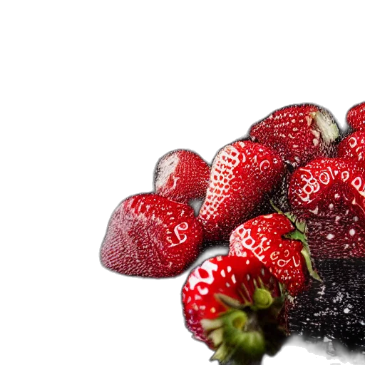 food, photorealistic, 3d render, white, milk, splashes, air, strawberries transparent PNG cut-out