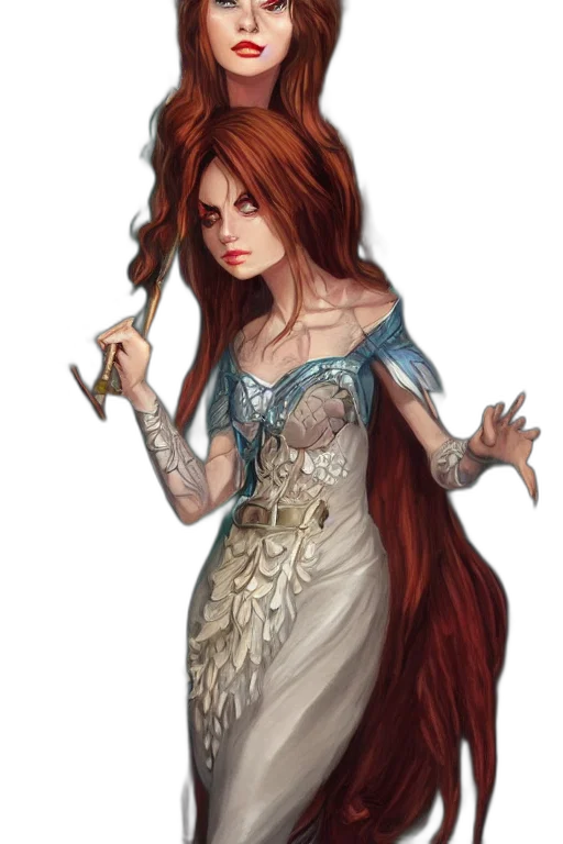 dress, staff, jewelry, fantasy art transparent PNG cut-out