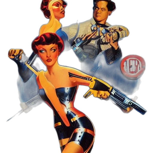 comic book art, concept art, retro, futuristic transparent PNG cut-out