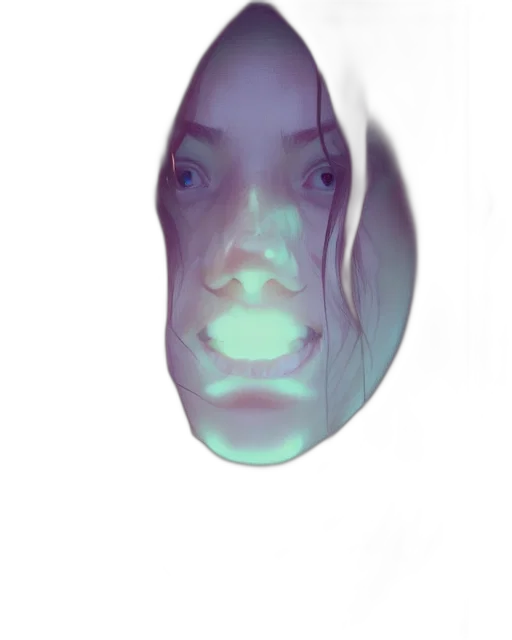 face, mask, robot, creature, 3d render, vaporwave, photorealistic, concept art transparent PNG cut-out