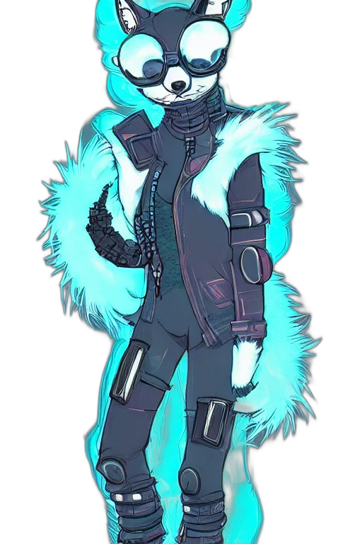 jacket, staff, cyberpunk, concept art, vaporwave, fantasy art, blue, monochrome transparent PNG cut-out