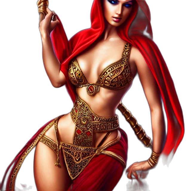 jewelry, staff, fantasy art, concept art, comic book art, pixel art, red, golden transparent PNG cut-out