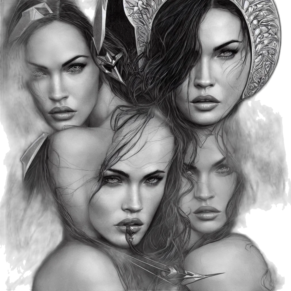 photorealistic, pencil sketch, fantasy art, comic book art, portrait, beautiful, megan, fox transparent PNG cut-out