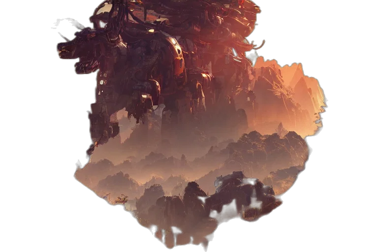 dragon, robot, crown, creature, concept art, fantasy art, photorealistic, fog transparent PNG cut-out