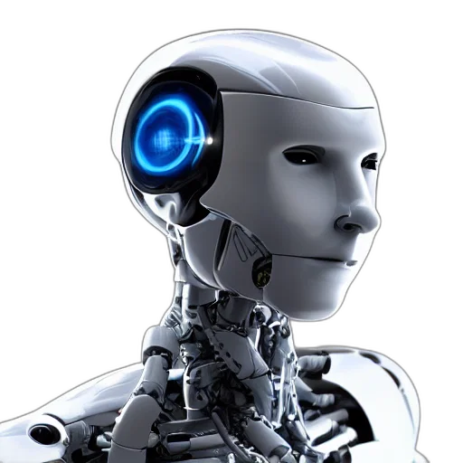 robot, 3d render, concept art, cyberpunk transparent PNG cut-out