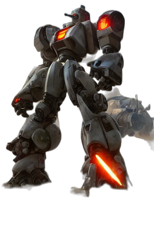 robot, weapon, concept art, 3d render transparent PNG cut-out