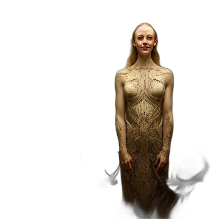 dress, creature, jewelry, face, concept art, fantasy art, pixel art, 3d render transparent PNG cut-out