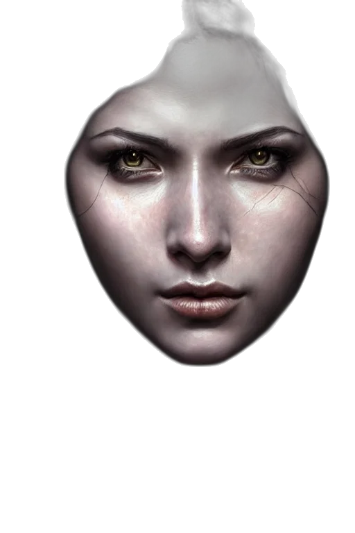 face, mask, robot, jewelry, photorealistic, fantasy art, concept art, 3d render transparent PNG cut-out
