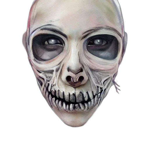 mask, face, creature, watercolor, photorealistic, concept art, fantasy art, dark transparent PNG cut-out
