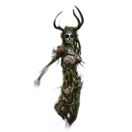 creature, mask, crown, staff transparent PNG cut-out