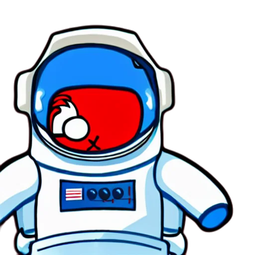 robot, cartoon, pixel art, concept art, comic book art, outer space, red, short transparent PNG cut-out