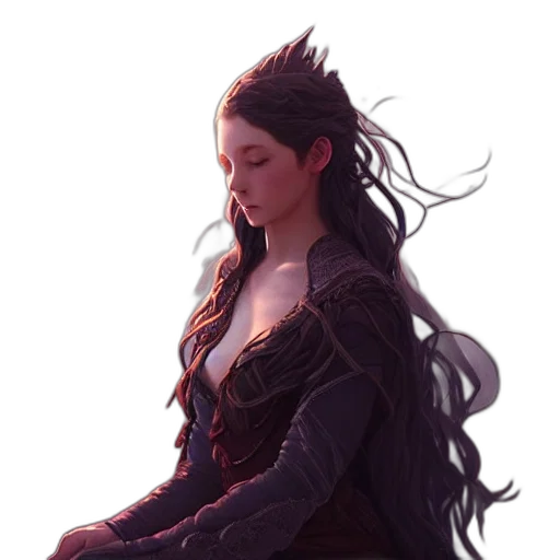 dress, dragon, crown, hair transparent PNG cut-out