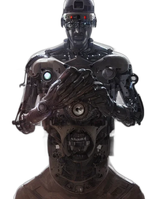 robot, mask, face, creature, concept art, cyberpunk, 3d render, comic book art transparent PNG cut-out