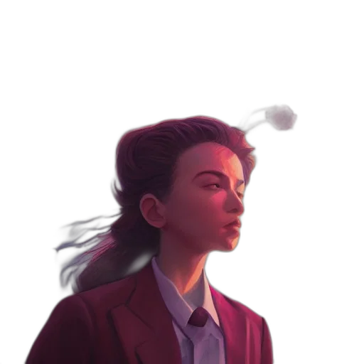 jacket, face, robot, staff, concept art, comic book art, pixel art, photorealistic transparent PNG cut-out