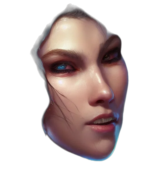 face, mask, robot, creature, fantasy art, photorealistic, concept art, cyberpunk transparent PNG cut-out