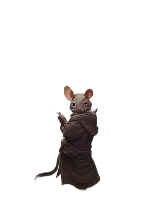 animal, jacket, staff, creature, concept art, 3d render, fantasy art, photorealistic transparent PNG cut-out