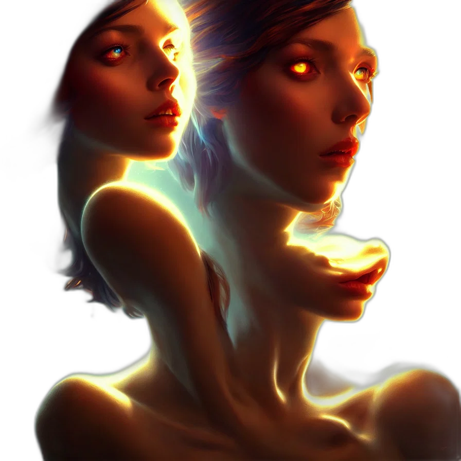 face, mask, jewelry, concept art, fantasy art, photorealistic, 3d render, neon lights transparent PNG cut-out