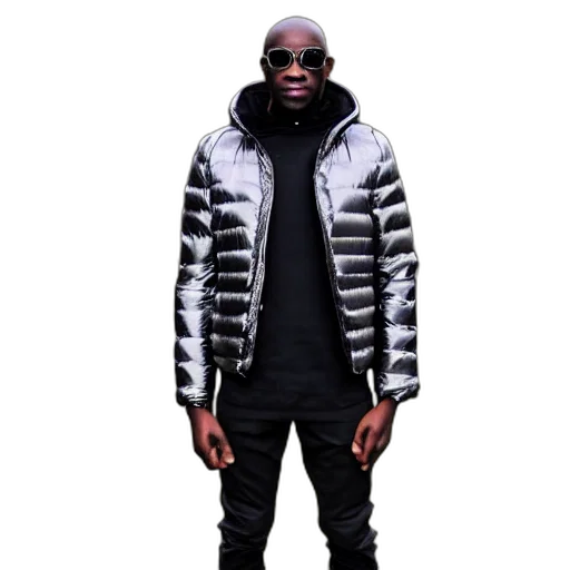 jacket, 3d render, monochrome, photo, black, man, silver, metallic transparent PNG cut-out