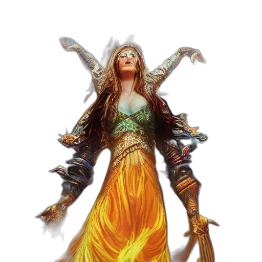 staff, dress, dragon, fantasy art transparent PNG cut-out