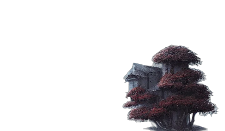 tree, building, dragon, hair transparent PNG cut-out