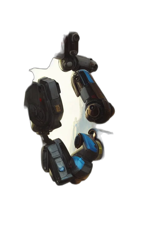 weapon, robot, mask, jacket, concept art, 3d render, pixel art, cyberpunk transparent PNG cut-out