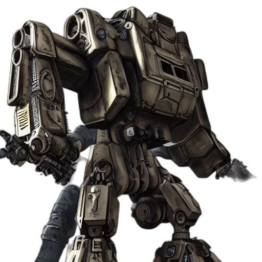 robot, weapon, concept art, 3d render transparent PNG cut-out
