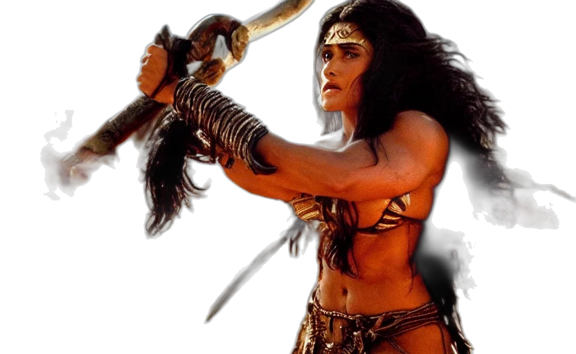 fantasy art, comic book art, concept art, epic, photo, muscular, salma, hayek transparent PNG cut-out