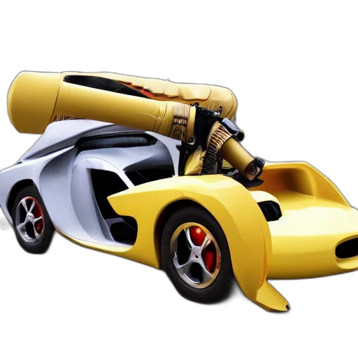 car, robot, weapon, 3d render transparent PNG cut-out