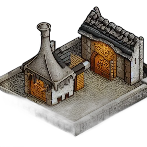 building, 3d render, concept art, pixel art transparent PNG cut-out