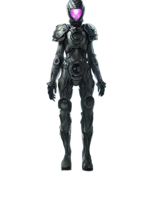 robot, weapon, creature, concept art, 3d render, cyberpunk, fantasy art, monochrome transparent PNG cut-out
