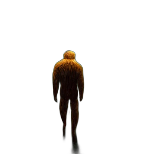 creature, hair, jacket, staff transparent PNG cut-out