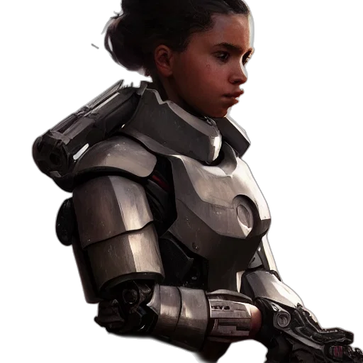 robot, weapon, face, jacket transparent PNG cut-out