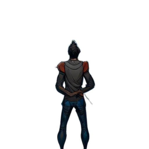 jacket, mask, staff, weapon transparent PNG cut-out