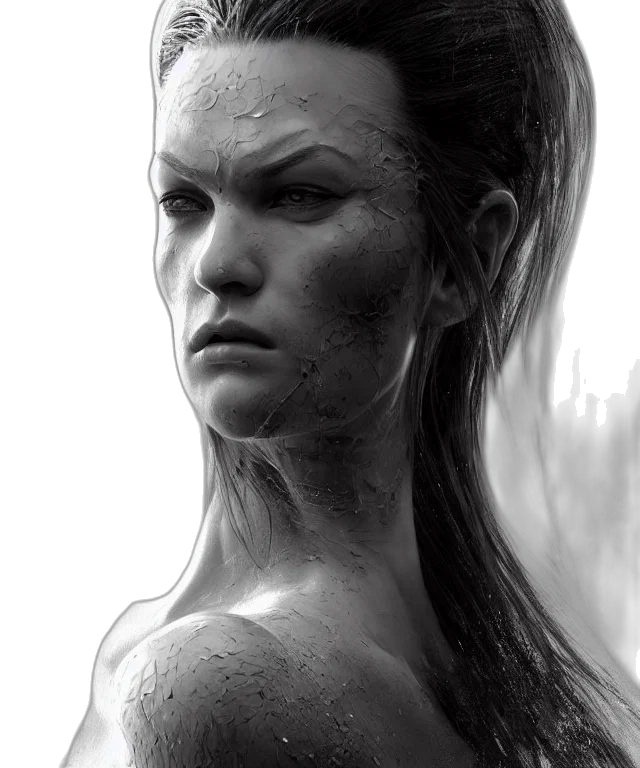 face, hair, photorealistic, concept art transparent PNG cut-out