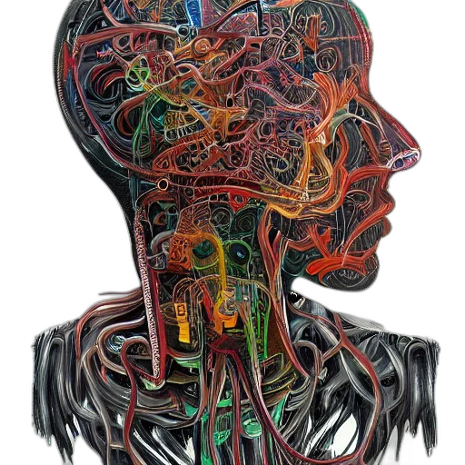 mask, robot, face, crown, concept art, cyberpunk, photorealistic, comic book art transparent PNG cut-out
