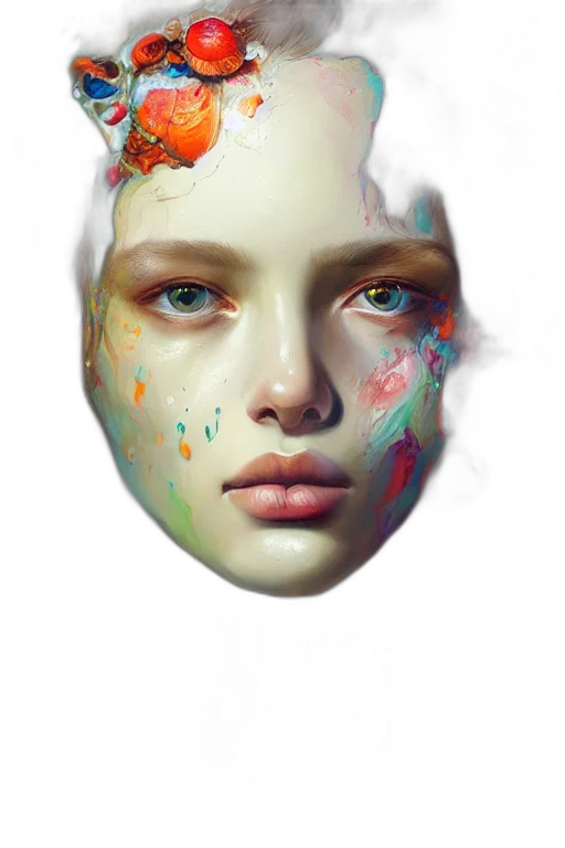 mask, face, crown, jewelry, photorealistic, fantasy art, oil painting, watercolor transparent PNG cut-out