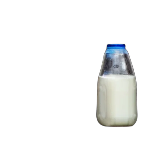bottle, food, animal, dress, 3d render, photorealistic, milk, over transparent PNG cut-out