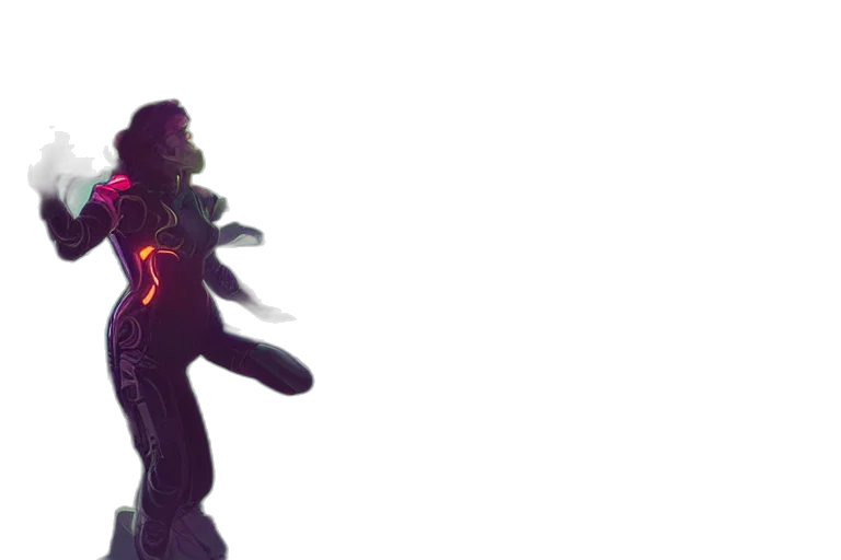 jacket, sword, staff, concept art, cyberpunk, 3d render, vaporwave, neon lights transparent PNG cut-out