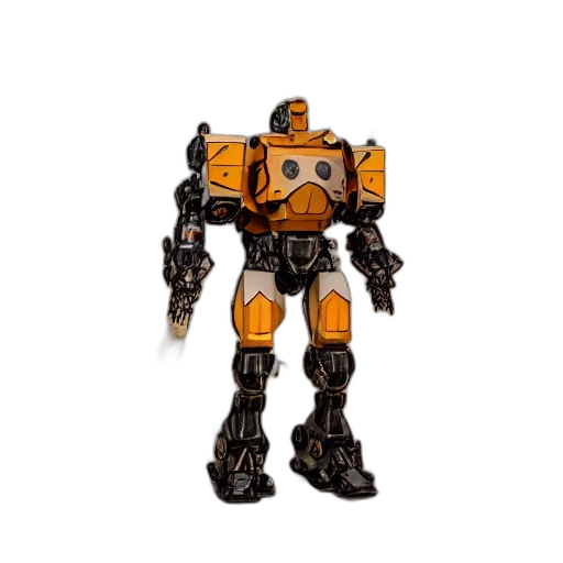 robot, weapon, 3d render, concept art, golden, photography, rocksy, light transparent PNG cut-out