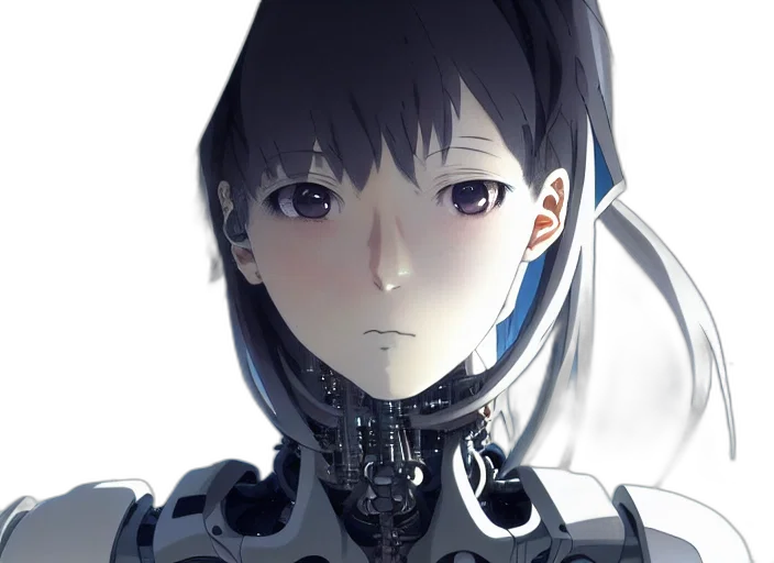 robot, face, mask, weapon, cyberpunk, 3d render, concept art, anime transparent PNG cut-out
