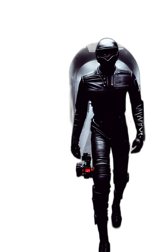 robot, mask, jacket, staff transparent PNG cut-out