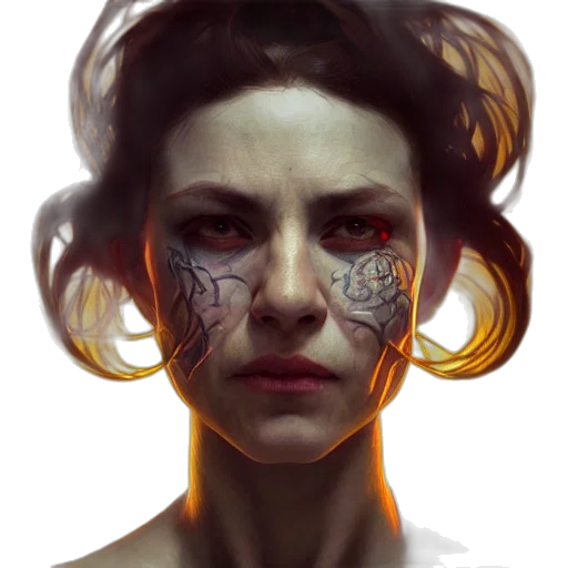 face, mask, robot, creature, cyberpunk, concept art, fantasy art, photorealistic transparent PNG cut-out
