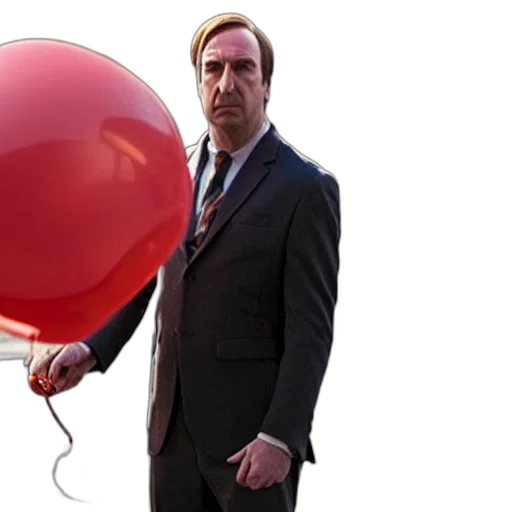 concept art, saul, goodman, throwing, dart, red, ballon, still transparent PNG cut-out