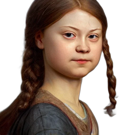 face, hair, dress, staff transparent PNG cut-out