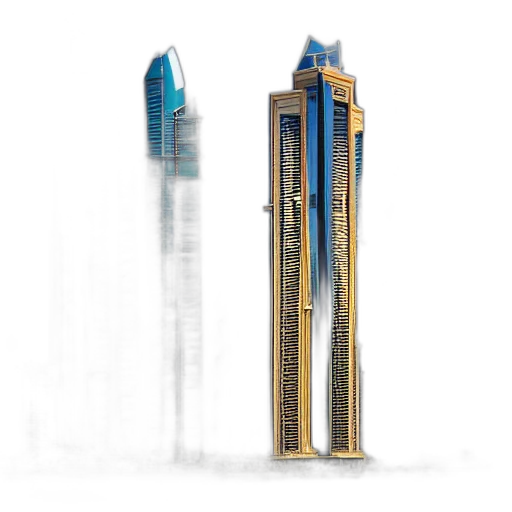 building, 3d render, concept art, photorealistic, cyberpunk, blue, modern, office transparent PNG cut-out