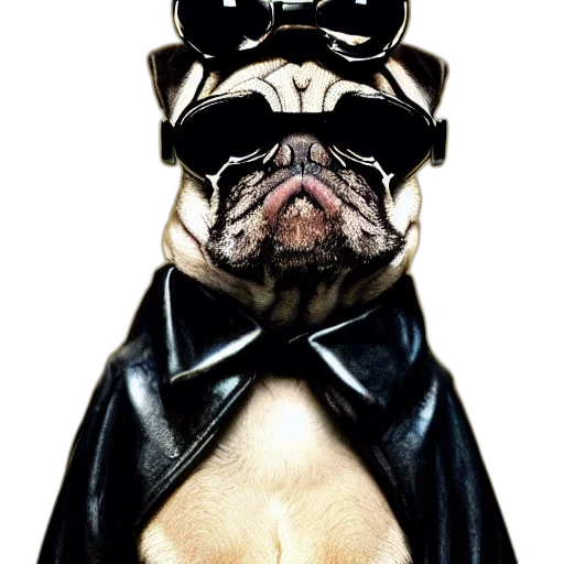 mask, animal, face, staff, photorealistic, 3d render, portrait, pug transparent PNG cut-out