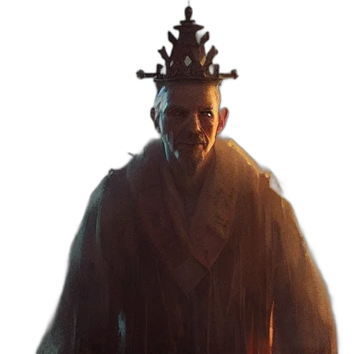 crown, staff, face, creature, concept art, 3d render, cyberpunk, fantasy art transparent PNG cut-out