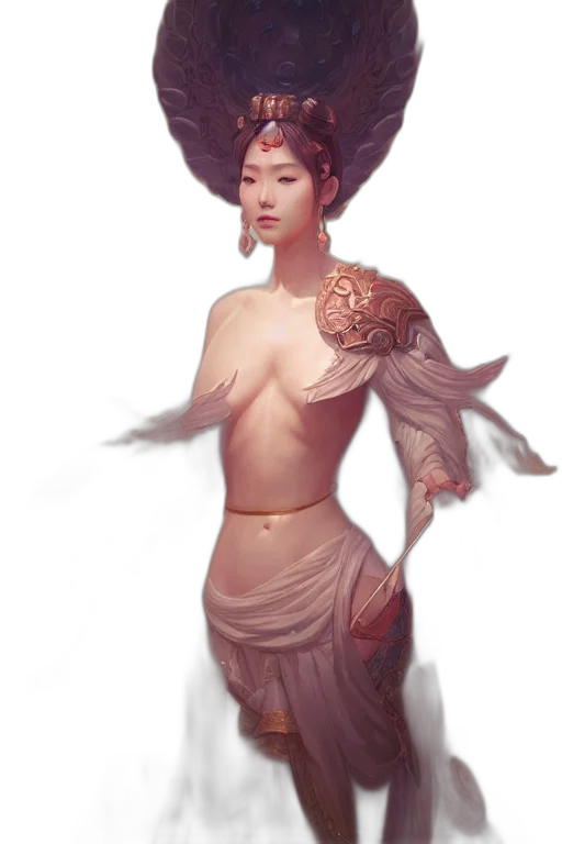 dress, staff, crown, jewelry, fantasy art, concept art, photorealistic, oil painting transparent PNG cut-out